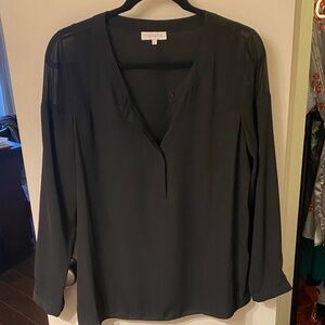 1. State Black Long-Sleeve V-Neck Blouse